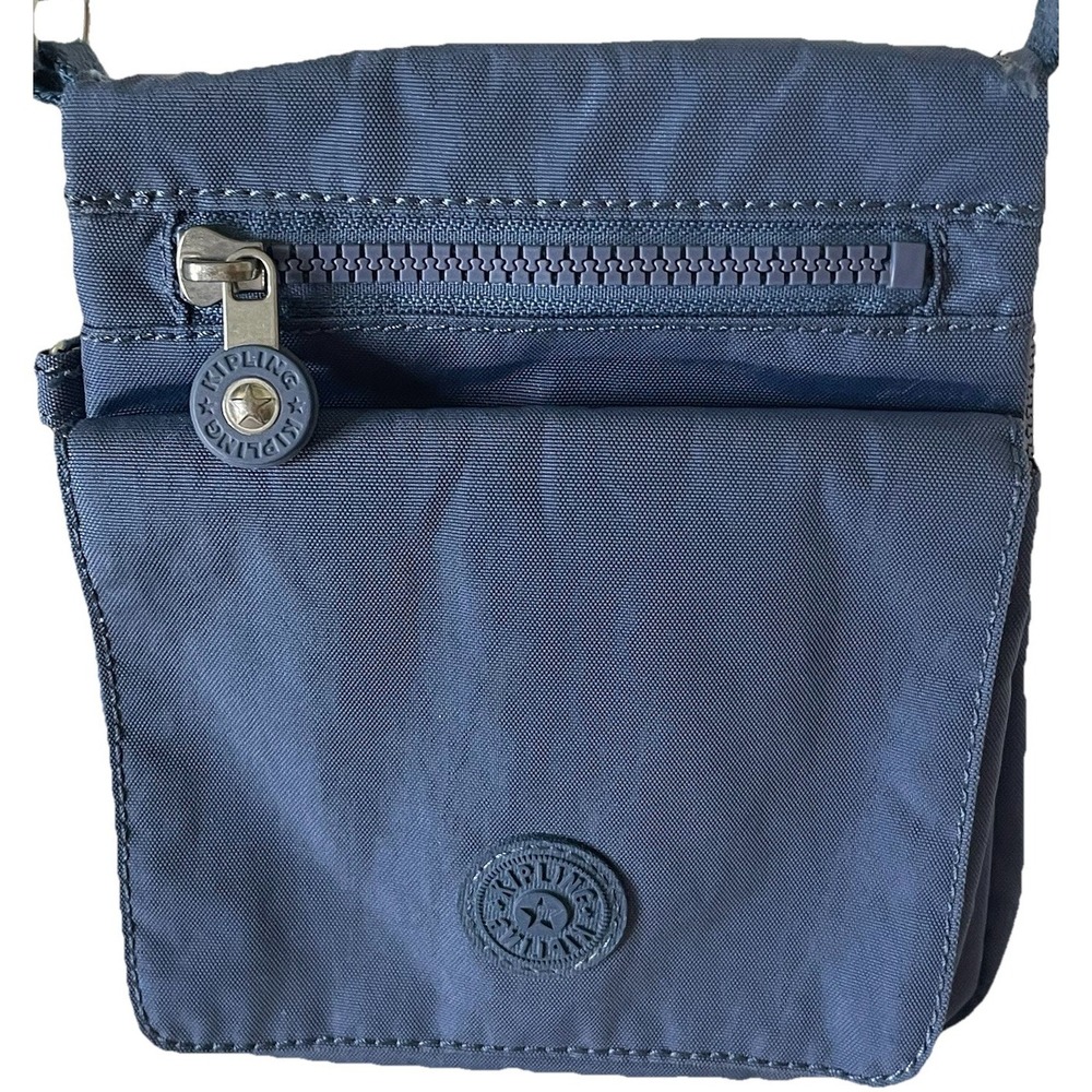 Kipling Blue Crossbody Bag Small Nylon Adjustable Strap Travel Purse Organizer